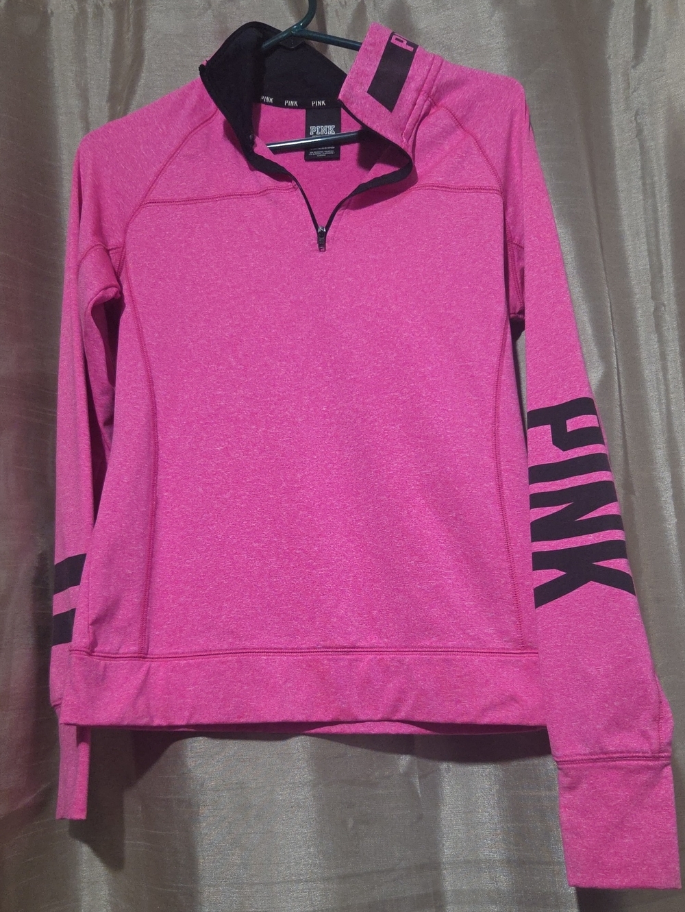 Victoria's Secret PINK Hot Pink & Black Logo Sweatshirt